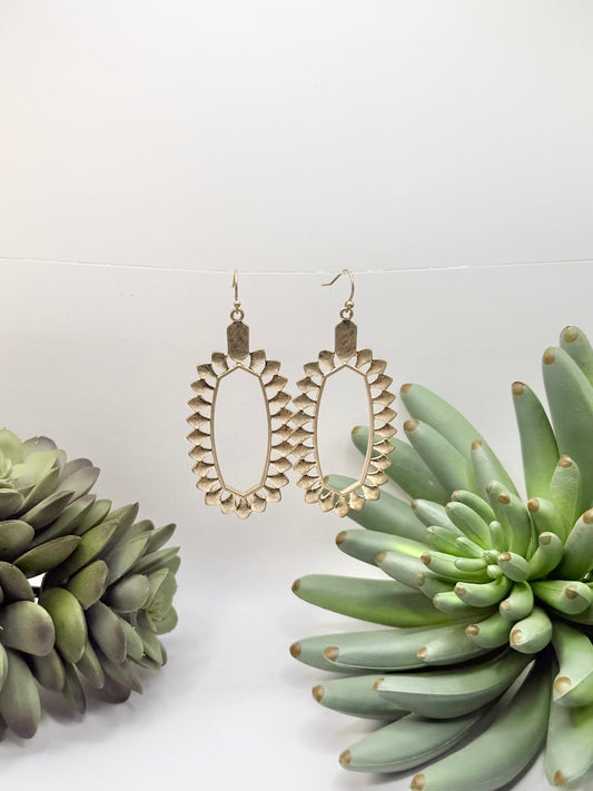 Gold Spike Oval Hoop Earrings