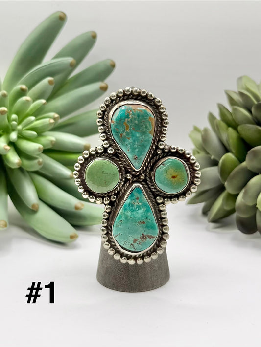 Bold Turquoise Cross Ring