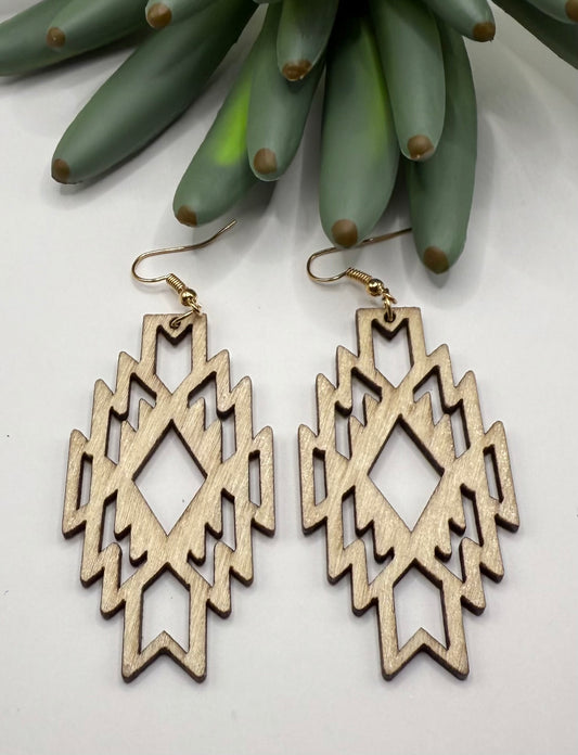Aztec Wood Earrings
