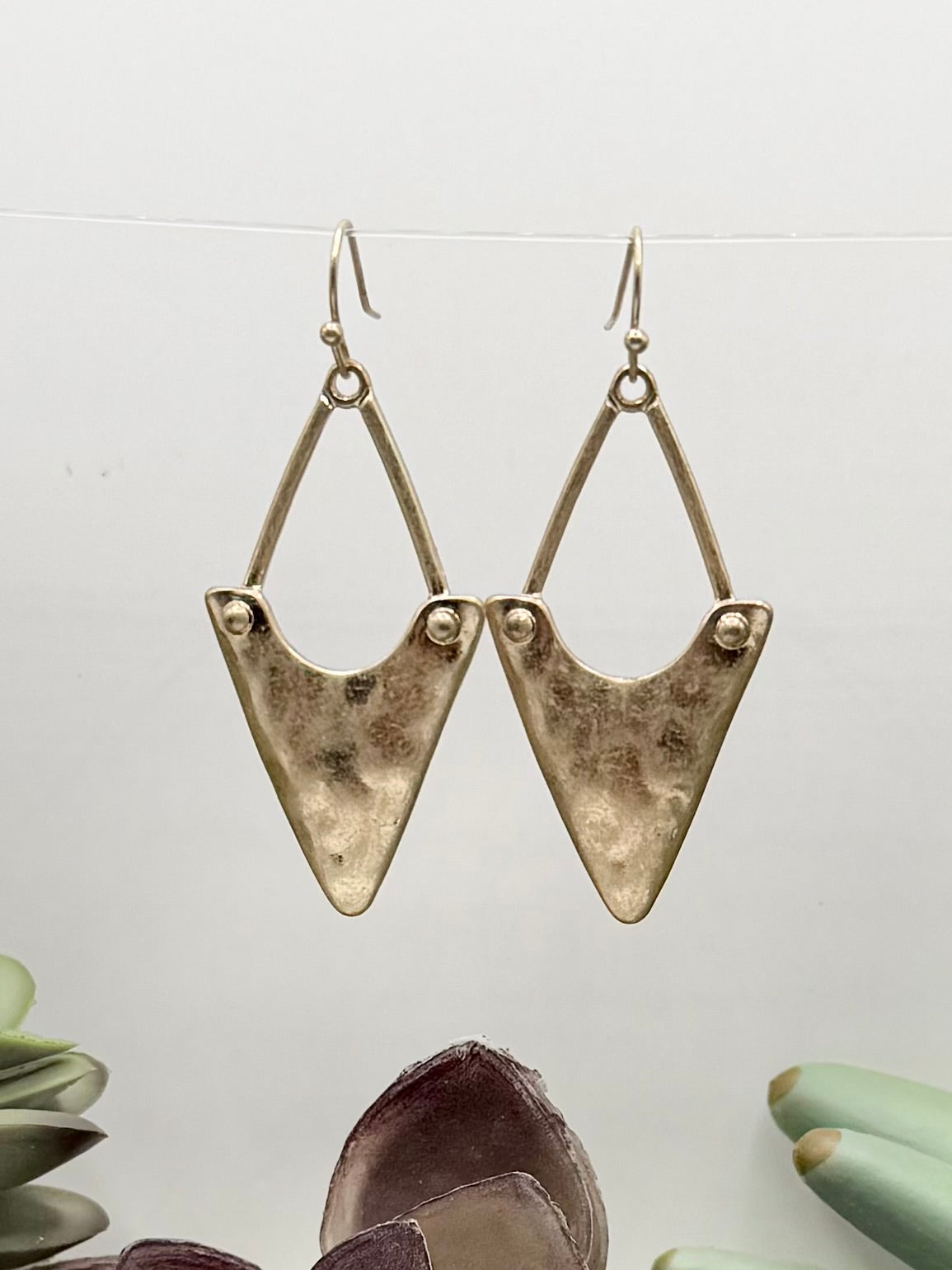 Textured Gold Arrow Earrings