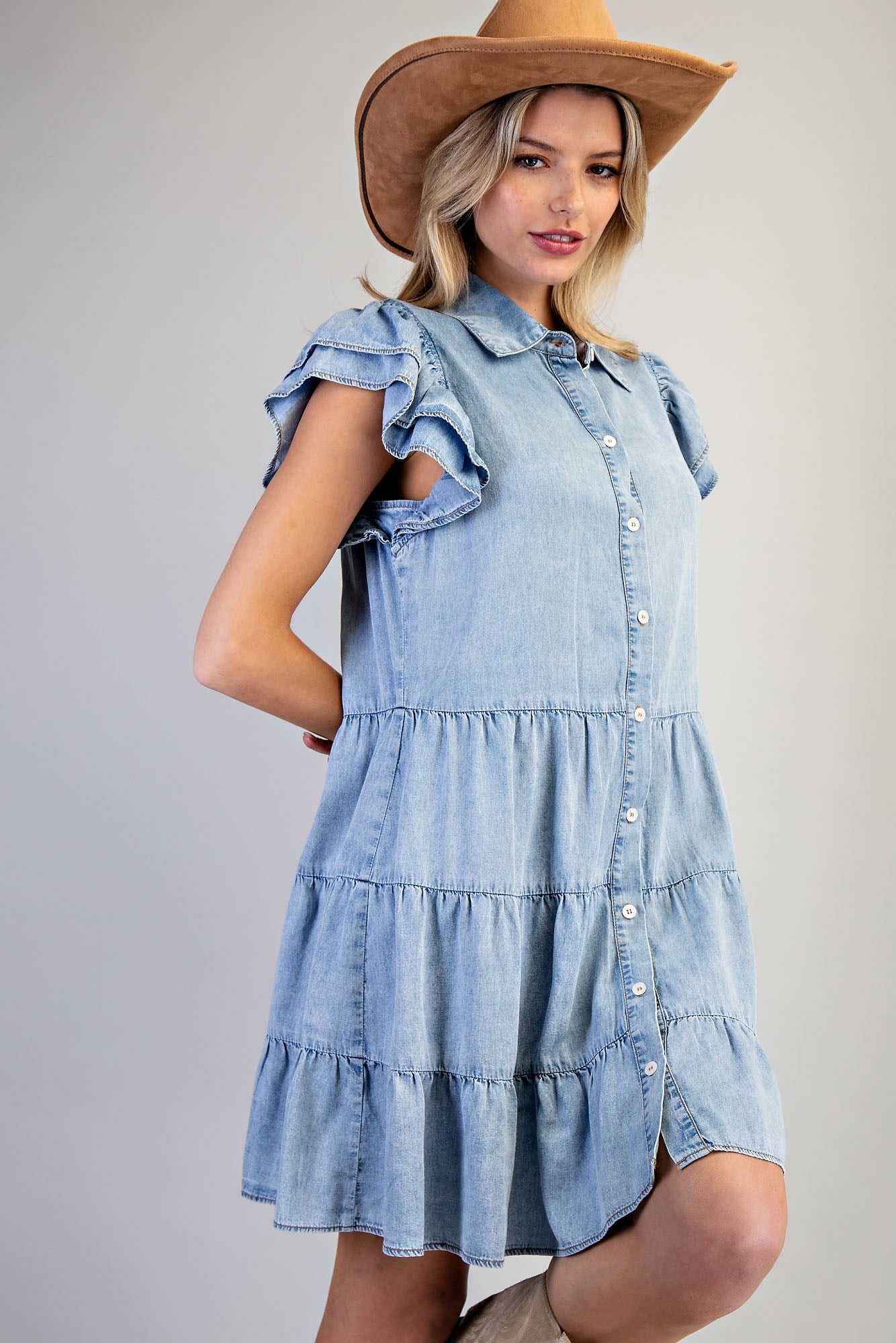 Snow Washed Denim Dress