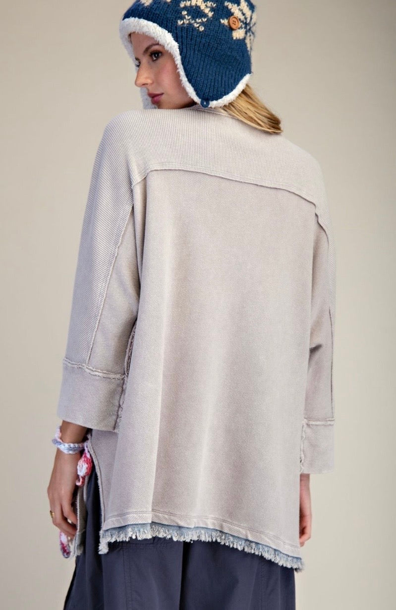 Star Patch Oversized Knit Top