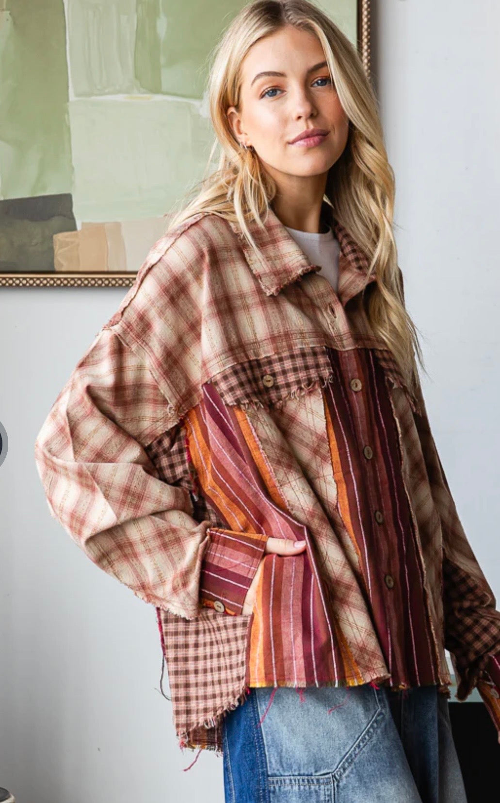 Washed Plaid & Stripe Mixed Shirt - Preorder