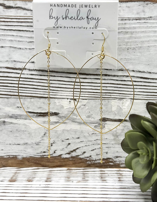 Delicate Teardrop & Gold Chain Earrings