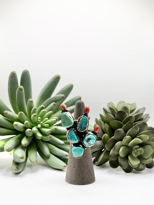 Genuine Turquoise Cactus Ring