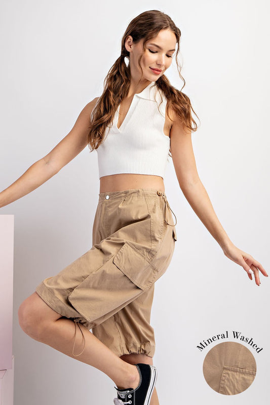 Mineral Wash Cargo Jort Shorts