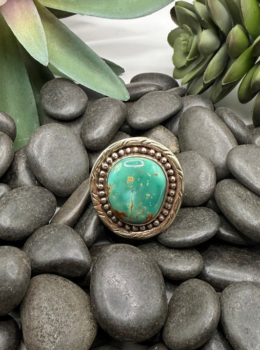 Turquoise Raised Dot Oval Ring