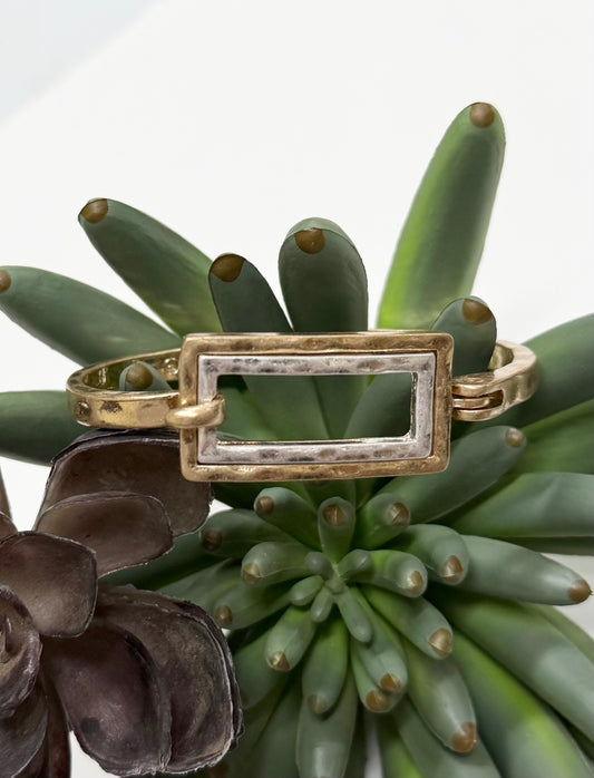Mix Metal Rectangle Hook Bracelet