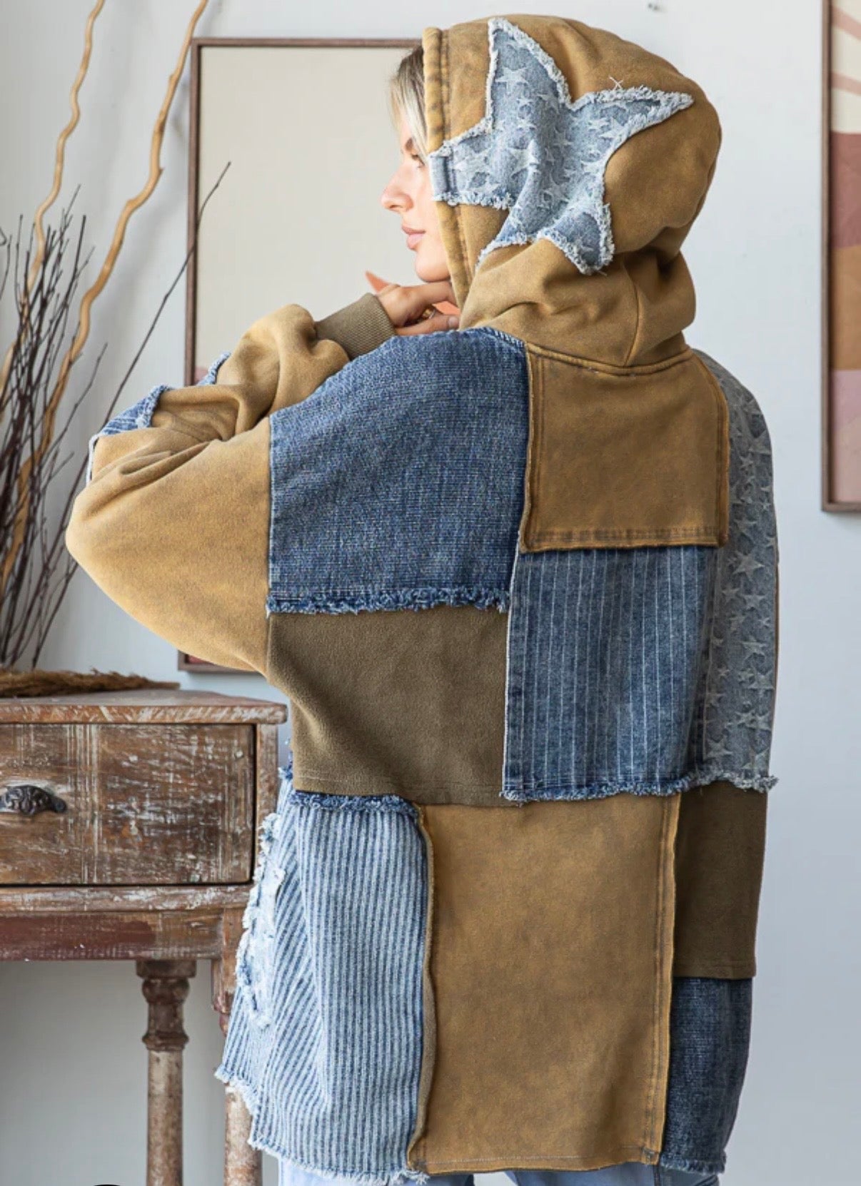 Patchwork Denim Pullover