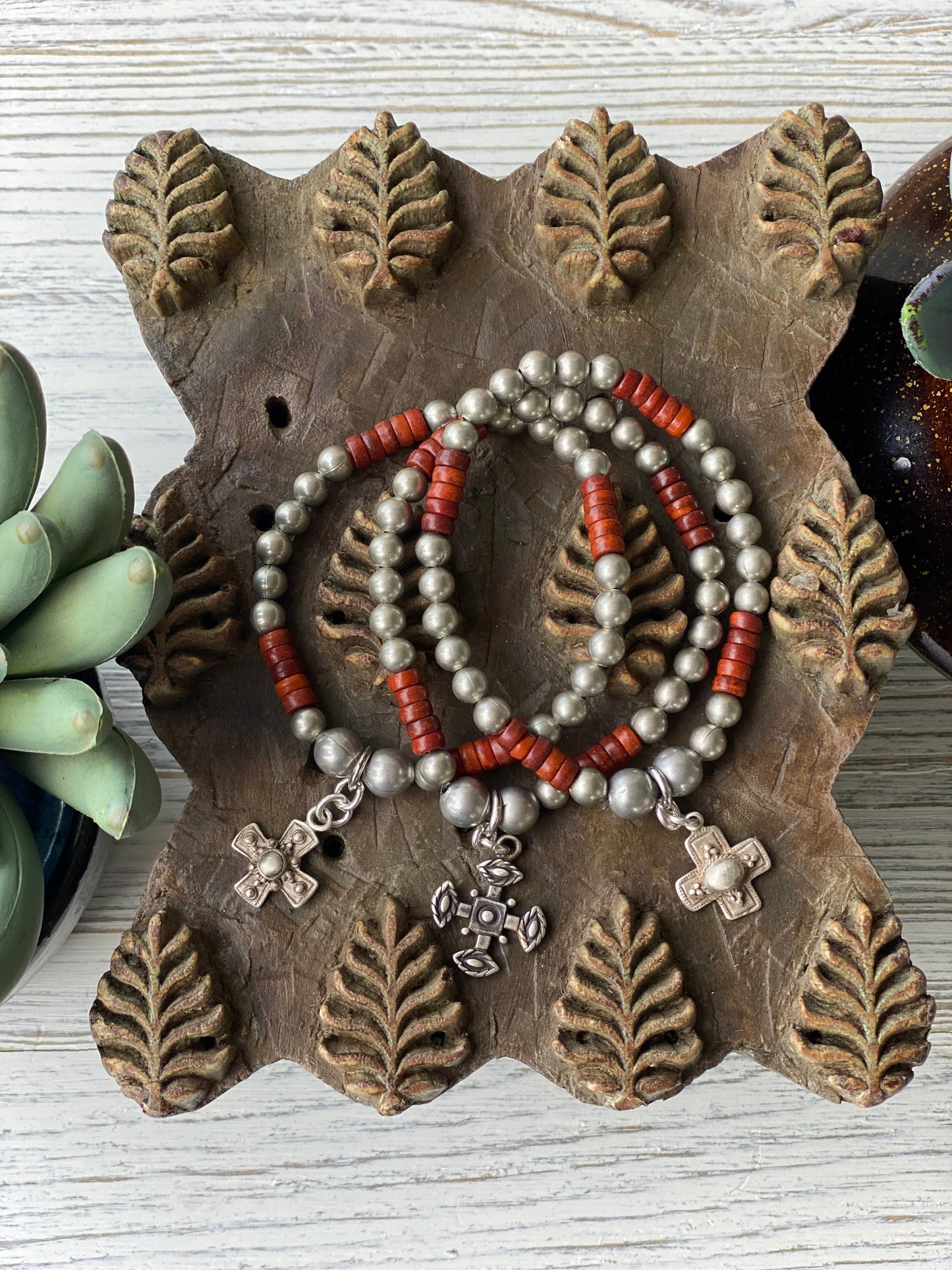 Rustic Brown Cross Bracelet