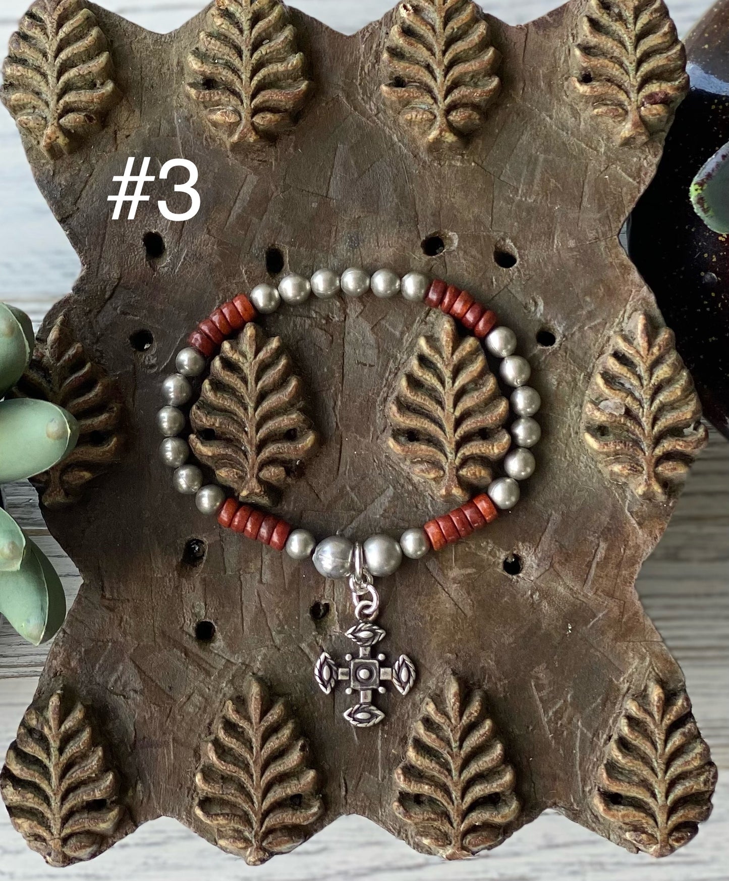 Rustic Brown Cross Bracelet