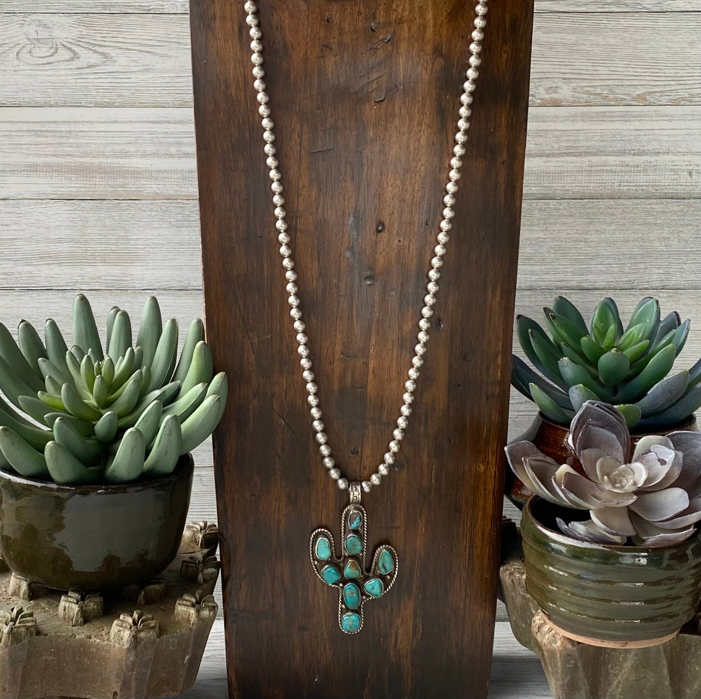 Long Turquoise Cactus Necklace