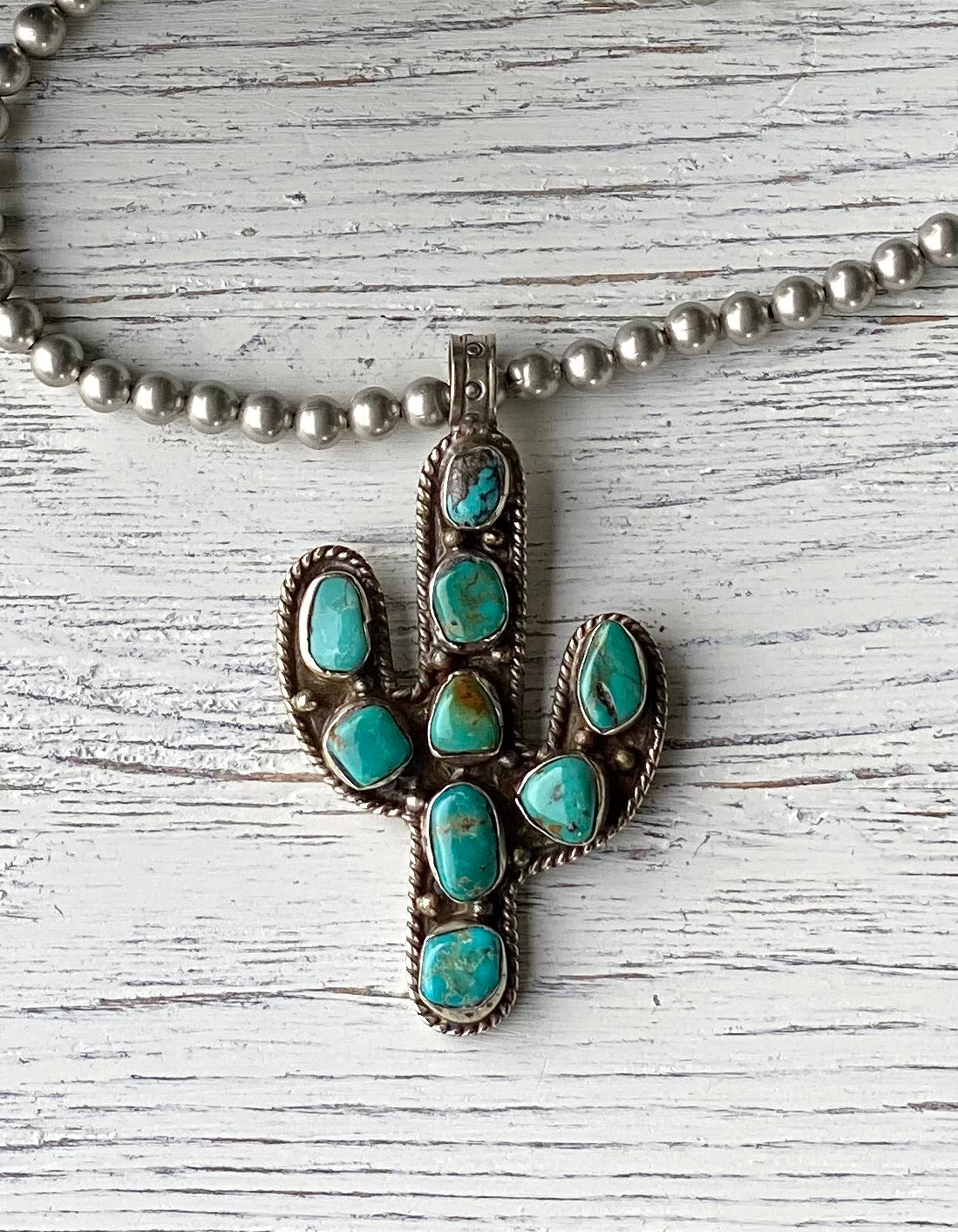 Long Turquoise Cactus Necklace