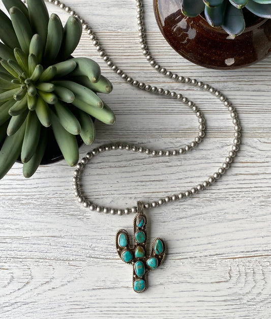 Long Turquoise Cactus Necklace