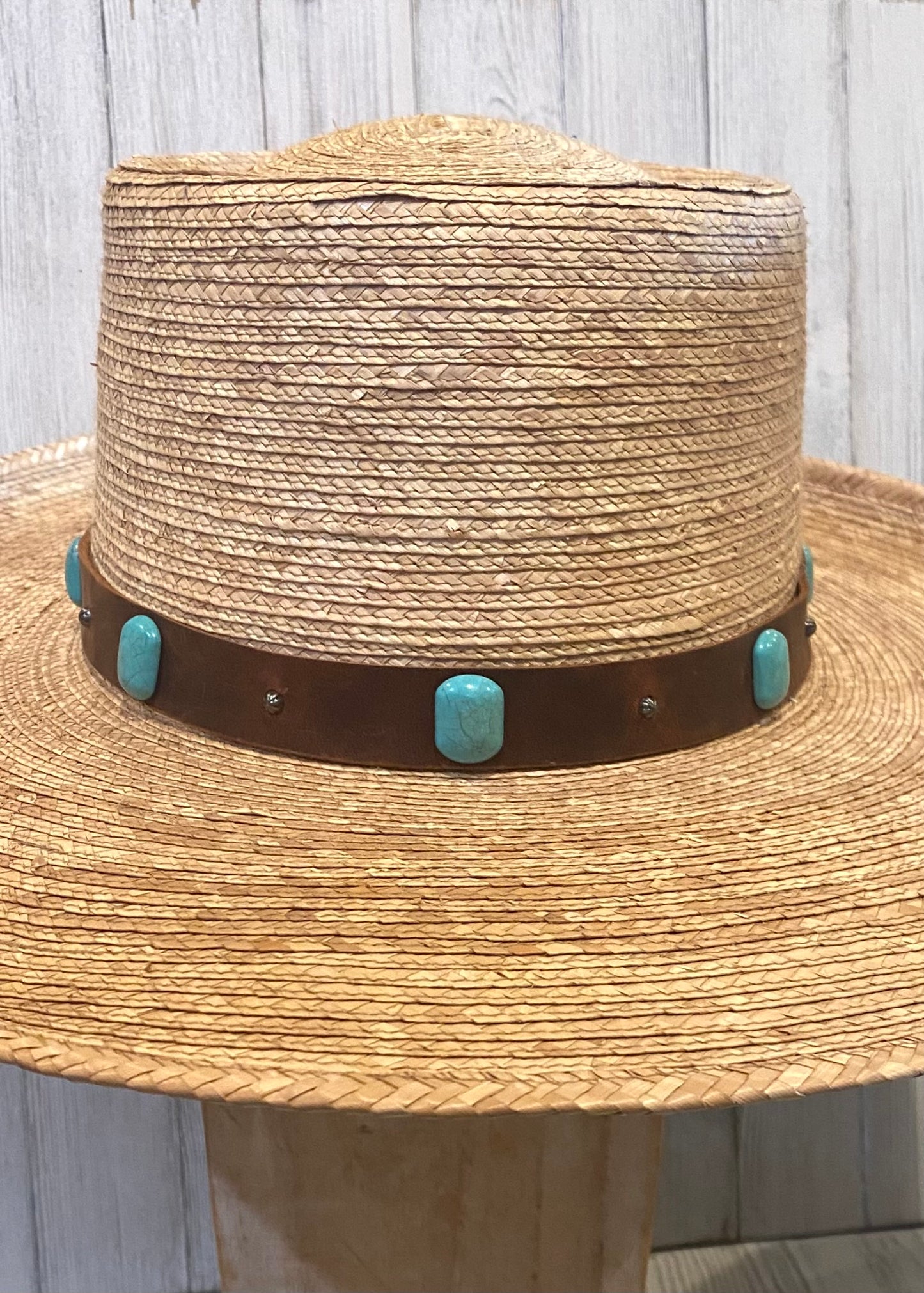 Brown Leather & Turquoise Hatband