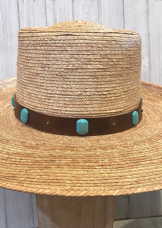 Brown Leather & Turquoise Hatband