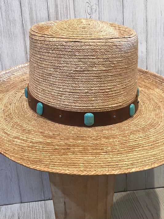 Brown Leather & Turquoise Hatband