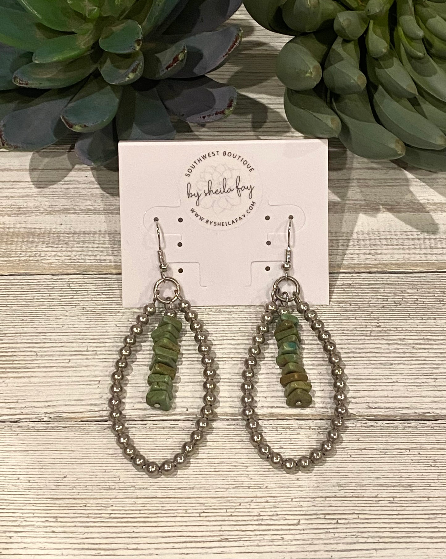 Green Turquoise Chip Earrings