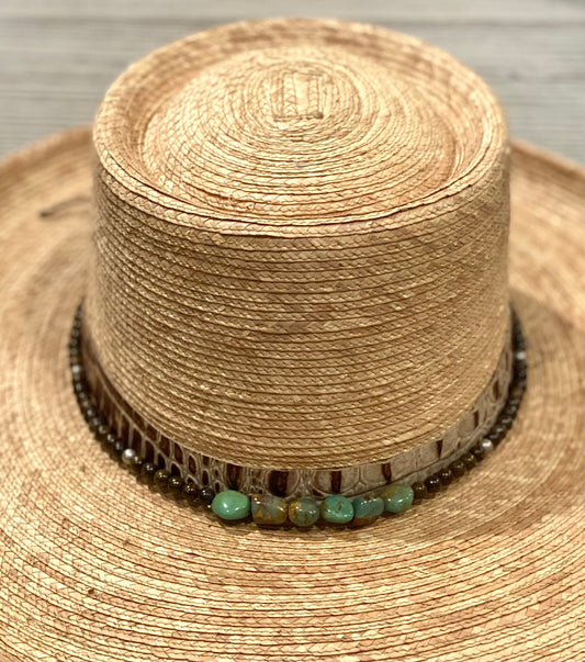 Green Turquoise Beaded Hatband