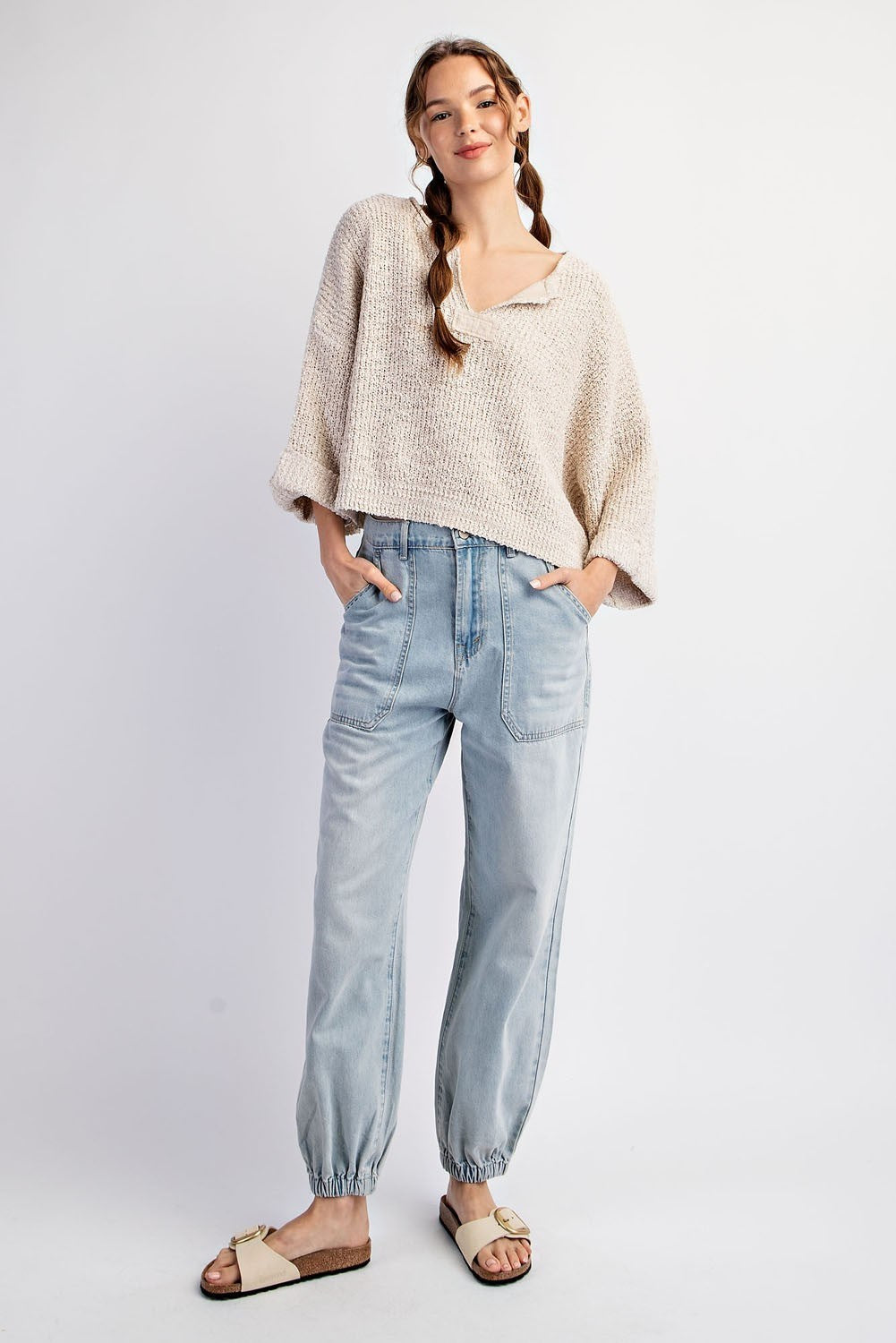 Textured Oatmeal Spring Sweater