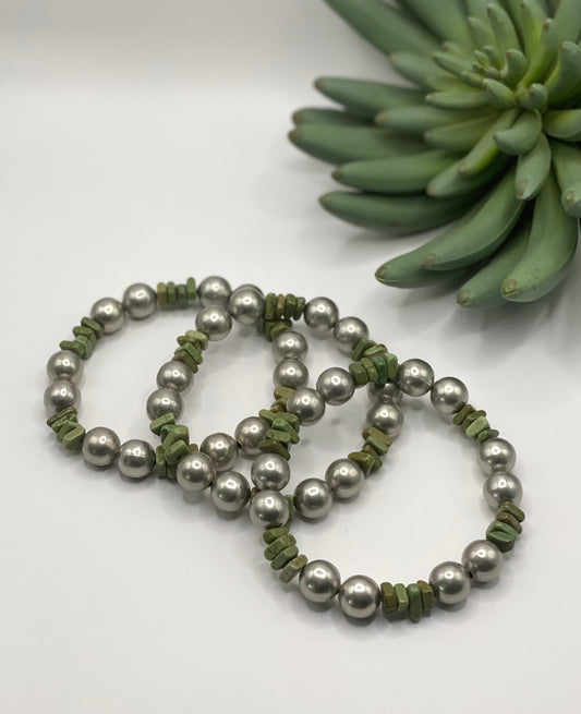 Green Chip Turquoise Stretch Bracelet
