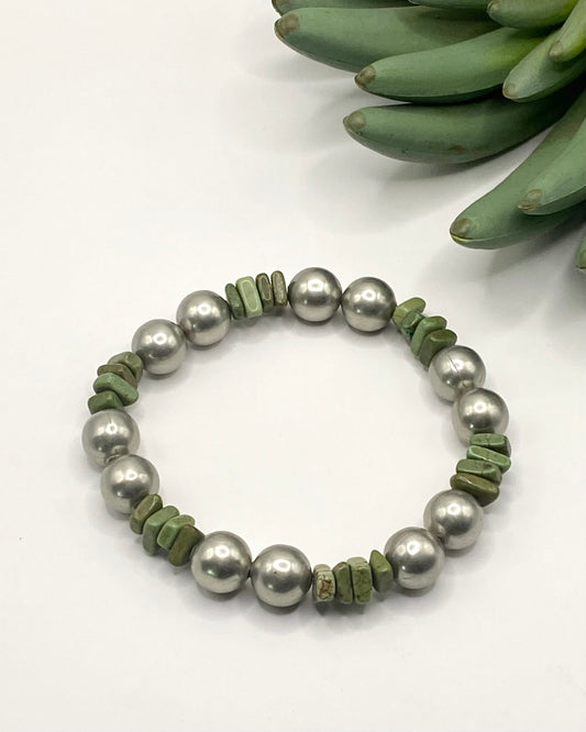 Green Chip Turquoise Stretch Bracelet