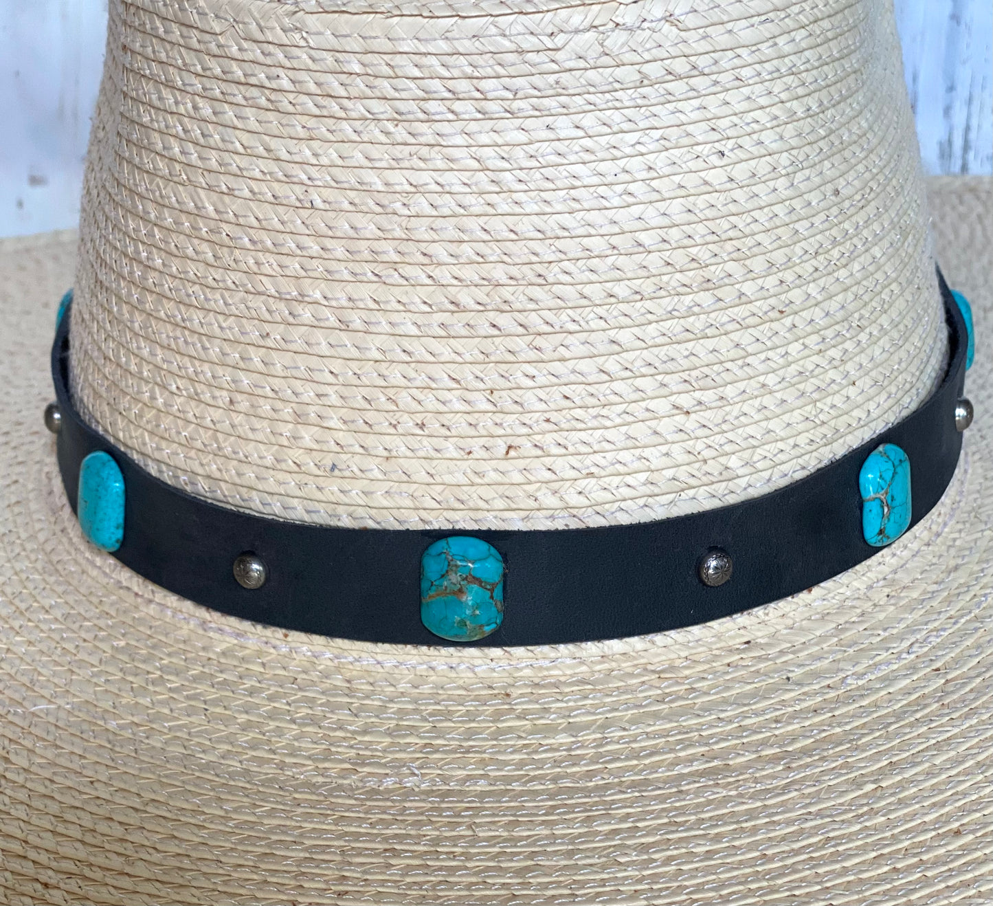 Turquoise & Leather Hatband