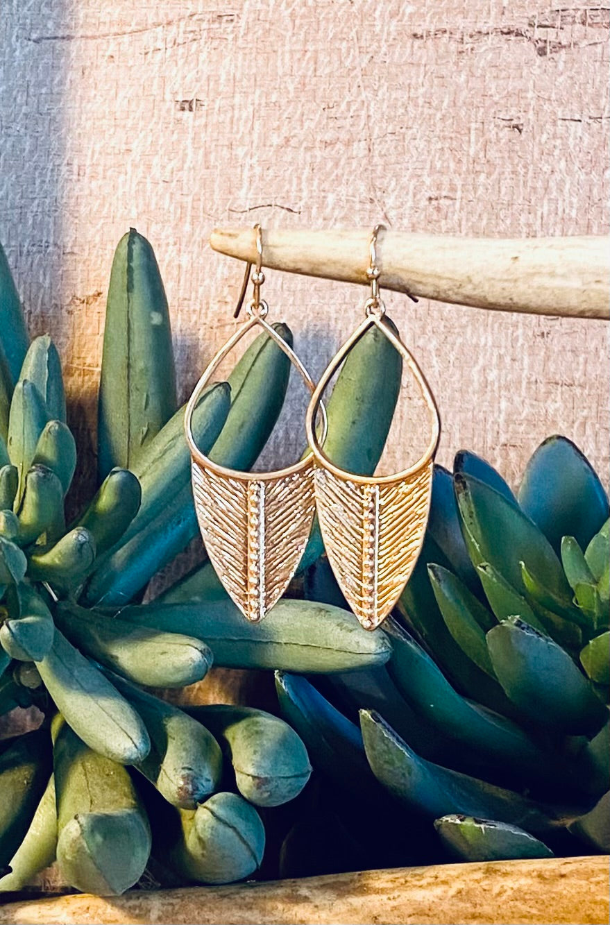 Gold Feather Point Earrings