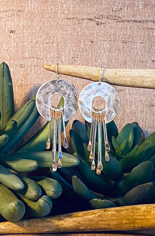 Textured Circle Bar Earrings