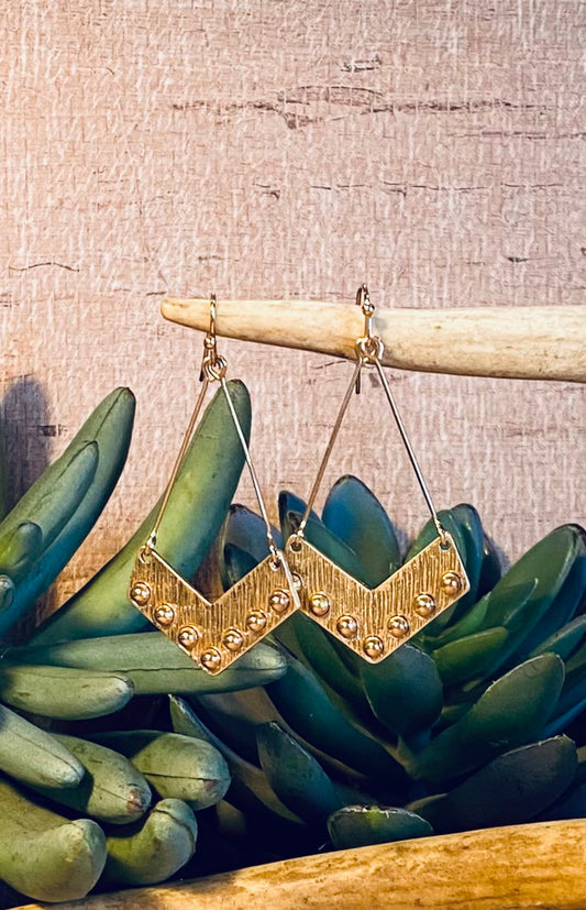 Gold Arrow Dot Earrings