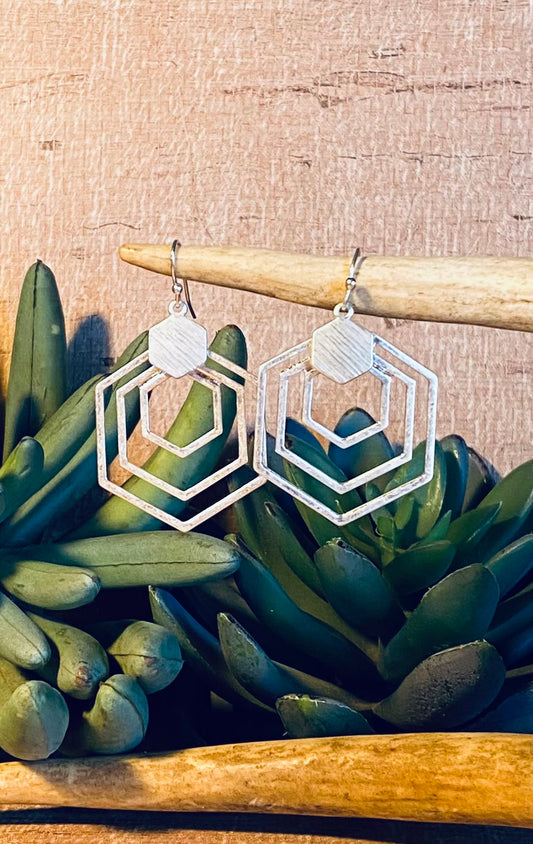 Mixed Metal Octagon Earrings