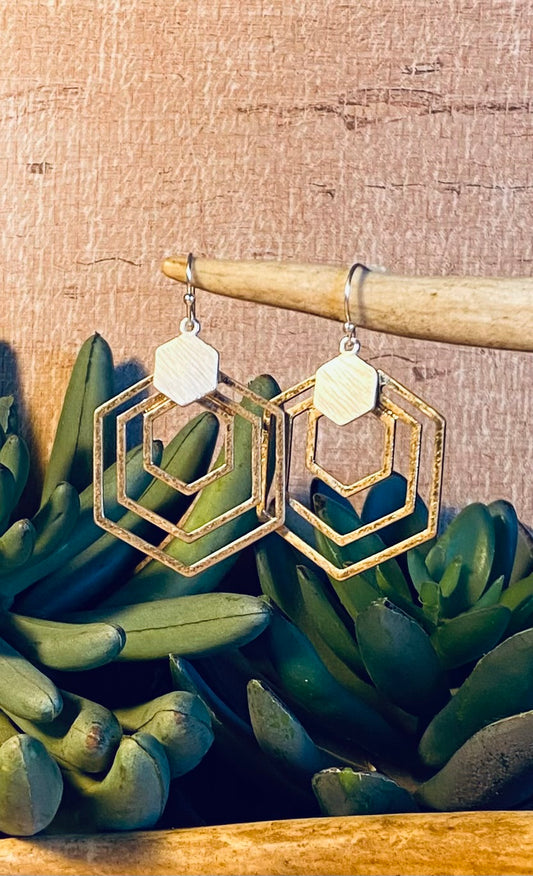 Mixed Metal Octagon Earrings