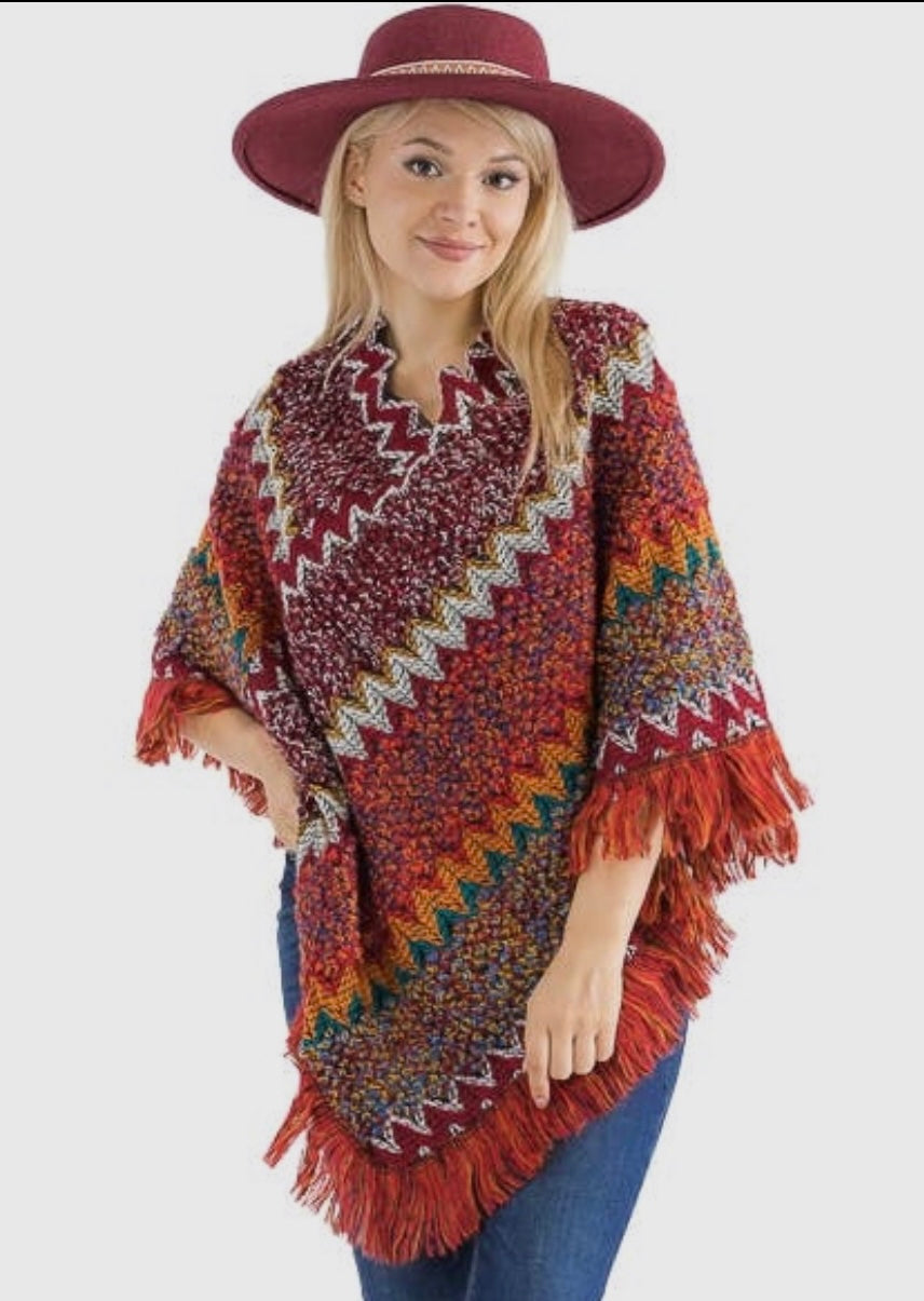 Boho Pullover Knitted Poncho