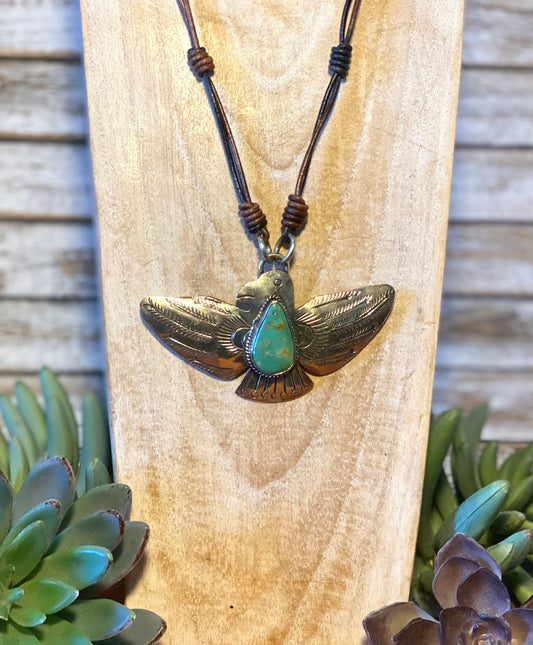 Silver & Turquoise Thunderbird Necklace