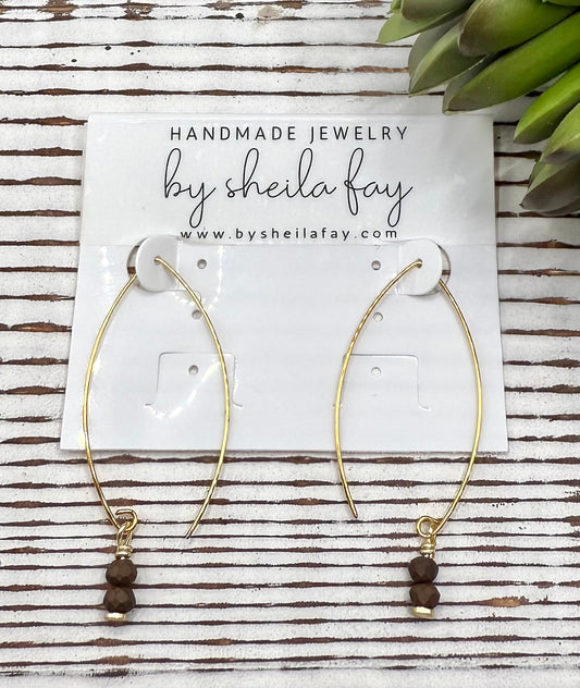 Delicate Gold & Brown Bead Earrings