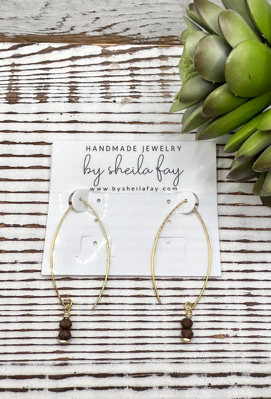 Delicate Gold & Brown Bead Earrings