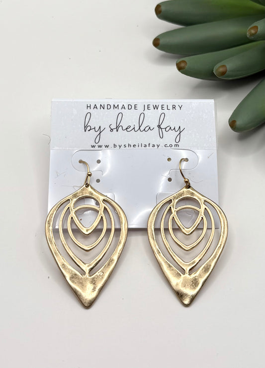 Textured Gold Teardrop Earrings