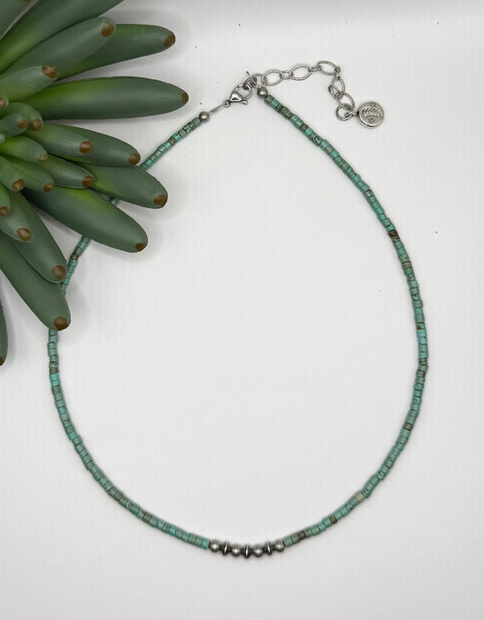 Heishi & Silver Pearl Necklace