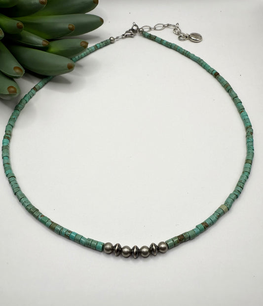 Heishi & Silver Pearl Necklace