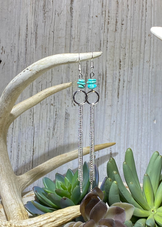 Silver & Turquoise Fringe Earrings