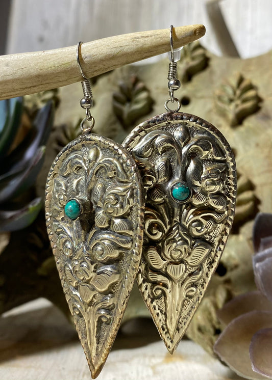 Silver & Turquoise Tapered Earrings