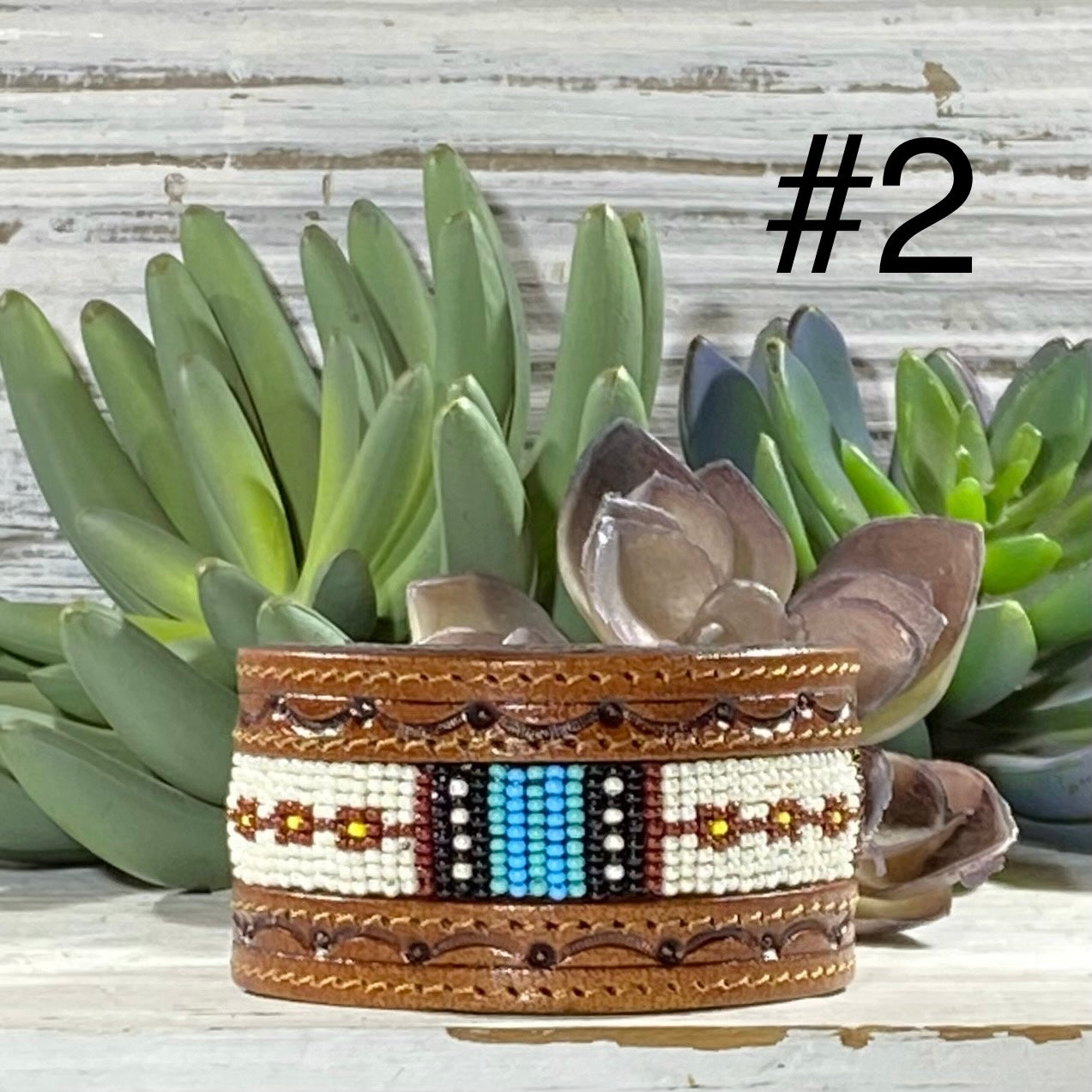 Leather & Seed Bead Cuff