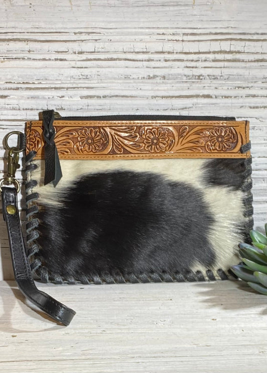 Cowhide & Leather Wristlet