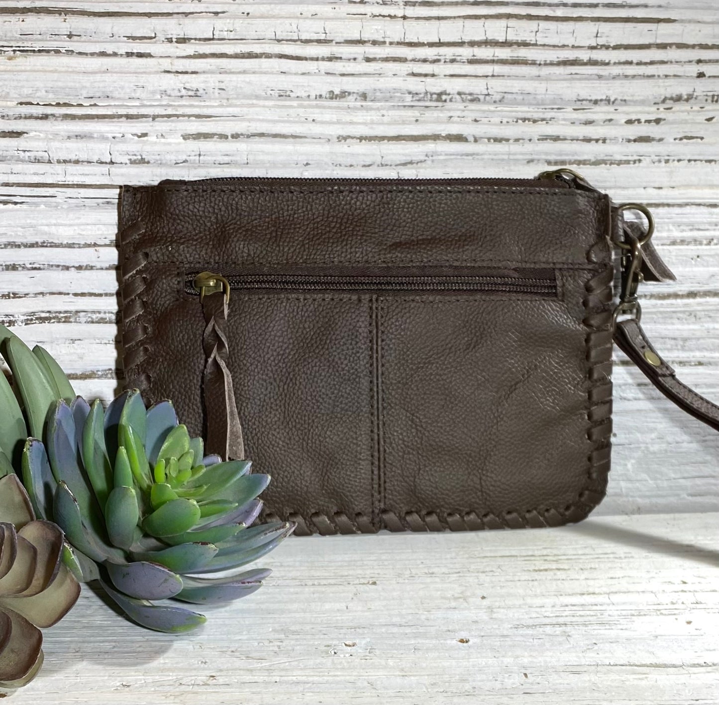 Cowhide & Leather Wristlet