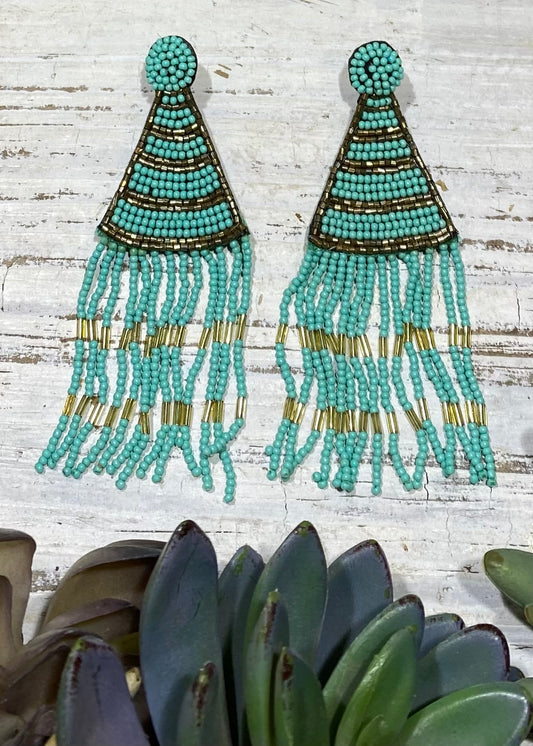 Turquoise Seed Bead Earrings