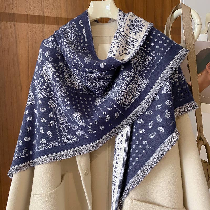 Paisley Knitted Triangle Scarf