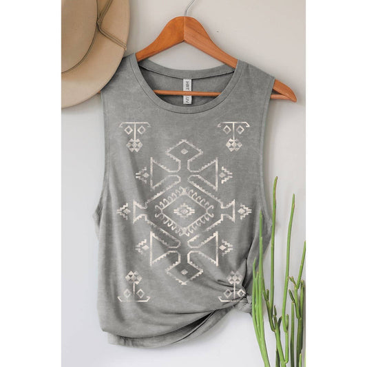 Aztec Vintage Wash Graphic Tank Top - 3 Colors