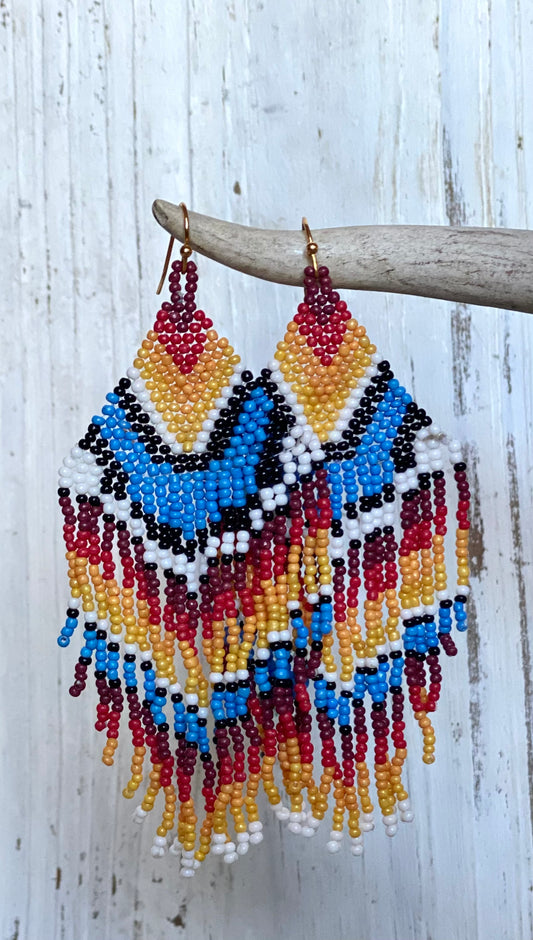 Multi Color Seed Bead Earrings