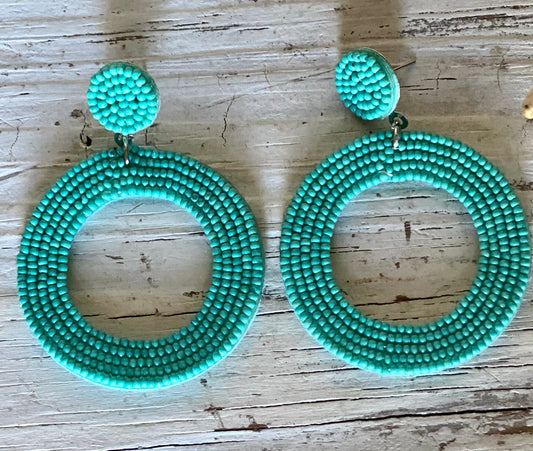 Turquoise Seed Bead Earrings