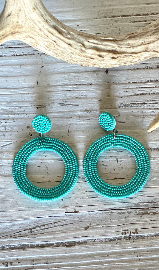 Turquoise Seed Bead Earrings